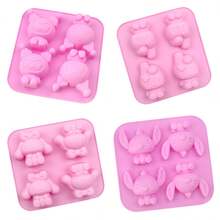 Panini Cute Cartoon Alien Animal Silicone Molds, 4 Different Tray Set, Flexible And Reusable DIY Craft Molding Tools, Suitable For Resin, Wax, Plaster, Making Mini Desktop Decor Ornaments - One Size Fits All - View 1