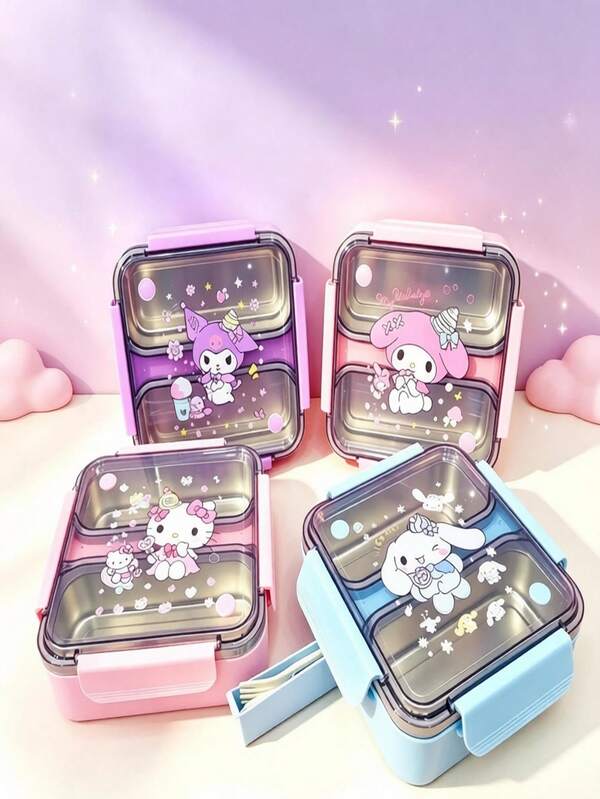 Kotak Bekal Sanrio Hello Kitty & Kuromi 1 buah, Kotak Bento Berinsulasi, Bahan Stainless Steel, Model Terbagi Opsional, Aman untuk Microwave (Termasuk Peralatan Makan), Dapat Digunakan Sebagai Kotak Salad, Kotak Buah - Kapasitas Besar, Tertutup Rapat Anti Bocor, Praktis dan Tahan Lama, Cocok untuk Bekal Makan Siang Orang Dewasa. Hadiah Ulang Tahun, Direkomendasikan untuk Musim Kembali ke Sekolah, Penggunaan di Kampus