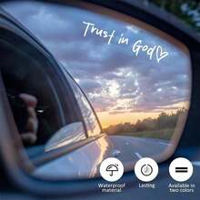 Trust God, 4Pcs Rearview Mirror Stickers. Durable, Vibrant, Adhesive Auto Decals For Exterior Trim. Bold Vehicle Embellishments, Decorative Car Accessories. - White+Black/4pcs - View 8