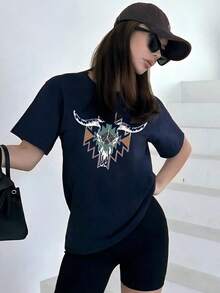Women T-Shirts - 深藍色 - 查看 6