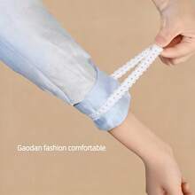 2pcs/Set Adjustable Elastic Sleeve Bands, No-Drill Sleeve Shortener For Shirts, Sports Shirts, Jackets, Hoodies, Coats, Etc. - 2 White - View 4