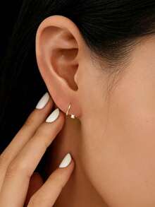 1 Pair Zirconia Earrings - 14K Gold Plated Hypoallergenic Material - Minimalist Elegant Women's Earrings - Suitable For Daily Wear And As Jewelry Gift - Multicolor - View 6