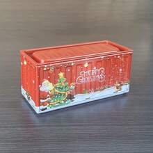 Christmas Container Shaped Metal Tin Storage Box, Santa Claus Printed Stackable Iron Storage Can, Mini Gift Tin Jar, Festive Desktop Organizer, Christmas & Housewarming Gift Box, Suitable For Storing Candies, Jewelry And All Kinds Of Small Sundries - Multicolor - View 10