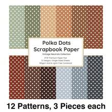36 Sheets Vintage Neutrals Polka Dot Scrapbook Paper Pad, 12 Designs 6'x6' Premium Decorative Cardstock For DIY Crafts, Card Making & Journaling - Square - View 6