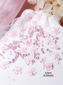 1袋透明果凍粉櫻花五瓣花美甲飾品，幻彩泡泡圓珠可愛美甲配件，DIY美甲裝飾用品 - 彩色 - 查看 4