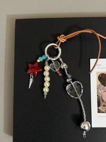 1pc Ins Dot-Shaped Stars Heart Phone Charm - Handmade Beaded Phone Chain For Hanging On Phone, Camera Anti-Loss Chain For Travel, Bag Pendant, Keychain, Apple A IrPods Pro Bluetooth Earphone Shell Hanging Chain, Holiday Gift For Women - Multicolor - View 6