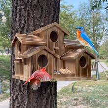 Bird House&Bird Feeder.Bird House For Outside,Hummingbird House With 6 Hole,Bluebird Finch Cardinals Hanging Small  Birdhouse,Nesting Box Birdhouse For Backyard/Patio Decor. - D - View 6