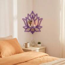 1pc Bohemian Lotus Corner Wall Shelf, Floating Display Rack For Crystal, Candle, Plant, Suitable For Bedroom, Living Room, Yoga Room Zen Home Decor - Hollow Lotus - View 7
