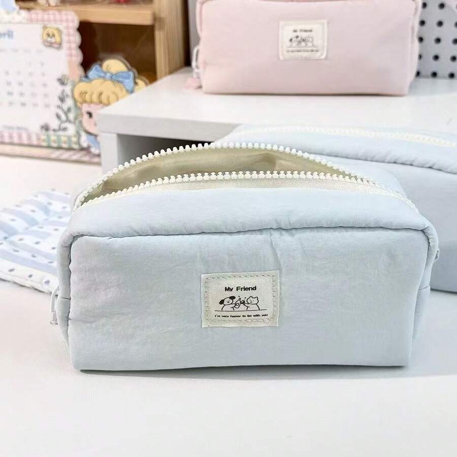 1pc Large Capacity Multi-Function Storage Bag Student Stationery Pencil Case, Minimalist Solid Color Pencil Pouch, School And Office Storage Box, Soft - Compatible With Pens, Pencils, Markers - Suitable For Students, Professionals, Stationery Lovers,Back To School Season - Large Capacity Pencil Case - View 1