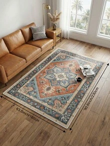 1 Stück blauer Teppich im böhmischen Stil für Wohnzimmer, geeignet für Küche, Esszimmer, Schlafzimmer, Feiertagsdekoration, Innen-/Außenbereich, Büro, rutschfeste Fußmatte, Badezimmerteppich, Flur, Arbeitszimmer, Gaming-Bereich - marineblau - Übersicht 6