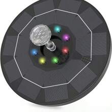 太阳能鸟浴喷泉泵套件带 LED 灯，多色夜间喷水模式，适用于鸟浴，太阳能喷泉泵套装带 6 种不同喷嘴，适用于池塘、游泳池等户外花园装饰 - 黑色 - 查看 7