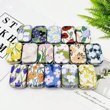 8Pcs Mini Flower Tin Trinket Jewelry Organizer Storage Box Decorative Boxes Small Metal Tins With Hinged Lids Portable Box Containers Small Storage Kit - Daisy - View 1