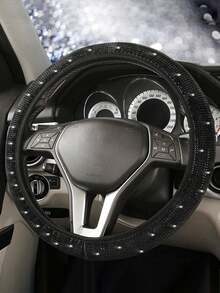 Full Rhinestone Studded No Inner Ring Steering Wheel Cover, Universal Anti-Slip Sparkling Diamond Steering Wheel Protector, Goddess Car Interior Decoration Accessory - A - View 5