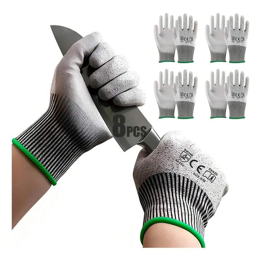 Guantes Anticorte Nivel 5 Industrial Trabajo Rudo Resistente - Gris A - Ver 1