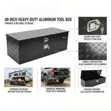 [Free Shipping] 48in Aluminum Storage Chest 48x15x15in For Truck Bed Trailer Pickup, Lockable Latch Heavy Duty Underbody Organizer Black-XY288384 - 1 - View 1