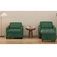 Asofer Sofa Bed Multifunctional Pull-Out Single Sofa 3-Level Adjustable Fabric Sofa With Side Pockets Folding Sofa For Small Living Room - Green - View 4