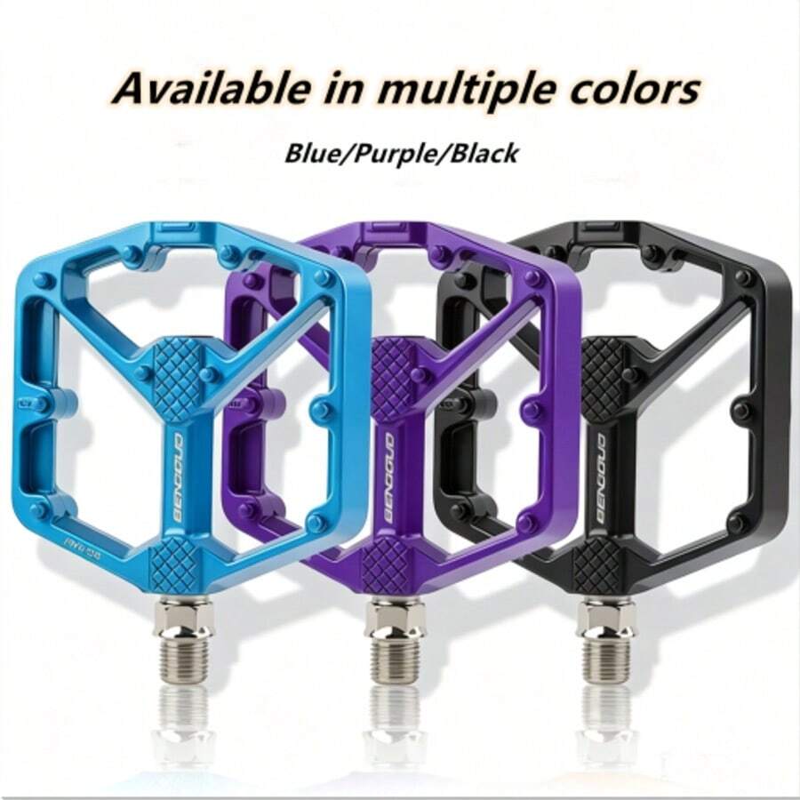 1 Set Dual DU Bearing Bicycle Pedals, Made Of Aluminum Alloy, Lightweight Design, Anti-Slip And Wide, Enhances Riding Performance, Suitable For Road And Mountain Bikes, Perfect For Cycling Gear - Multicolor - View 1