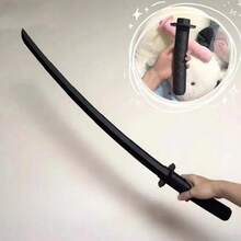 1pc Retractable Sliding Design, Foldable Plastic Prop Sword - Black Samurai Sword Cosplay Prop, Full Matte Plastic Toy Sword (With Hand Guard), Anime Warrior Halloween Party Costume Accessory, Practice Training Tool, 18+ Years Old, No Battery Required - Multicolor - View 4