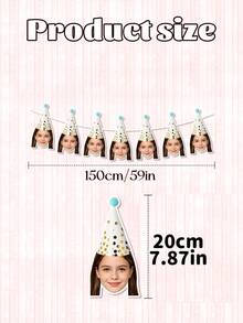 10/20/30PCS Custom Photo Gold Dot Party Hat Birthday Banner, Personalized Multi Color Cone Hat Cutout Garland,Funny Photography Background,Surprise Birthday Party Decor,Home Decor,Personalized Gifts - Multicolor - View 3
