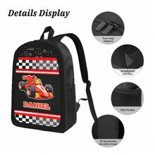 Personalized Racer Cars Backpack | Car Racers Fan Back To School Backpack Boy Gift, Graduation Gift - Red Violet - View 4