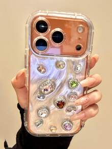 Casing Ponsel Mewah 3D Berwarna-warni dengan Hiasan Berlian Imitasi Berkilau dan Tekstur Bulu, Kompatibel dengan iPhone 17 Pro Max 17 Pro 16 Pro Max 14 15 13 Pro 17 15 16 14 13. Pelindung Lensa dan Bumper Belakang Bergaya Baru untuk Wanita dan Anak Perempuan, Hadiah untuk Anak Perempuan. - Batu permata berbentuk bulu - View 5