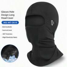 1pc Cycling Sun Protection Hat With Glasses Hole, Summer Breathable Comfortable Headwear, Moisture-Wicking Quick-Dry Cycling Face Mask Head Cover - Multicolor - View 3