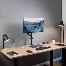 Universal Full Motion Pneumatic Monitor Pole Mount For 17-32 Inch Screens, Adjustable VESA Desk Stand, Black - B - View 5