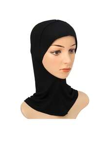1PC Women's Fashion Solid Color Oversized Elastic Chin-Covering Beanie Headwrap Scarf - A-black - View 6
