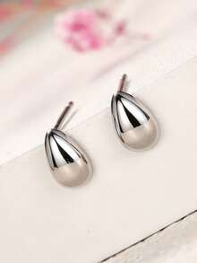 1 Pair Minimalist Stud Earrings, Women's Wedding Anniversary Accessory Gift - Silver - View 4