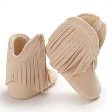 Classic Infant Tassel Design Casual Boots, Soft Sole Comfortable Walking Shoes For Newborns, Suitable For Spring And Autumn - Apricot - View 4
