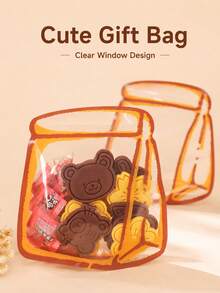 12pcs Kawaii Hand Drawn Border Clear Zip Sealing Gift Pouches Multipurpose Resealable Packaging Bags For Snacks Jewelry Holiday Party Favors Small Business Supply(Reusable Bag) - Multi-color - View 2