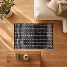 KIWI MOBLEKIT | Cotton Rug 60x90 Cm Black With Geometric Design, Living Room And Bedroom Rug, Soft 100% Cotton Fabric, OEKO-TEX Standard 100 Certified, Nordic Style - Black Op2 - View 8