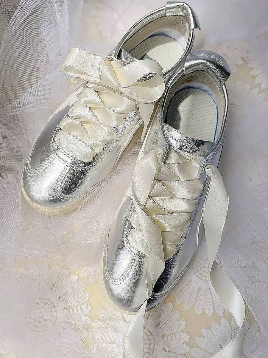 1 Pair Women Satin Shoelaces, 120cm, Pink, Korean Fashion, Niche Brand, Suitable For Sports Shoes, Casual Shoes, Flat Shoes, Canvas Shoes, Wedding Shoes And More