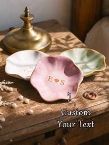 Custom Personalized Ceramic Ring Dish – "Mr. & Mrs." Gift, Engraved Jewelry Tray, Wedding Gift For Her, Bridesmaid Gift - Multicolor - View 3
