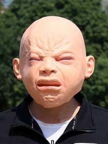 1pc Halloween Funny Crying Face Mask, Latex Crying Head Cover, Cosplay Party Costume Prop - A - View 5