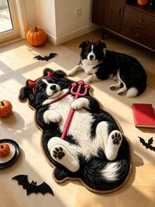 1pc Border Collie Puppy Floor Mat, Living Room Carpet, Rug, Area Rug, Small Area Rug, Mat, Home Decor, Large Living Room Carpet, Round Carpet, Living Room Home Decor, Room Decor, Washable Carpet, Graduation Gift - Border Collie - View 2