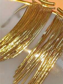 1 Pair Fashion Minimalist Long Tassel Gold Elegant Elegant Earrings - Gold - View 4
