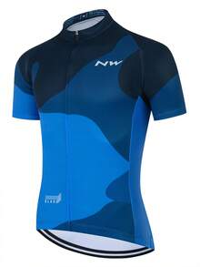 Men's New Outdoor Cycling Jersey, Spring/Summer Breathable Quick-Dry Short Sleeve Cycling Top, Slim Fit Thin Upper With 3 Back Pockets - Universal Version, Suitable For Cycling, Off-Road, Motorcycle Touring, Training - Blue - View 8