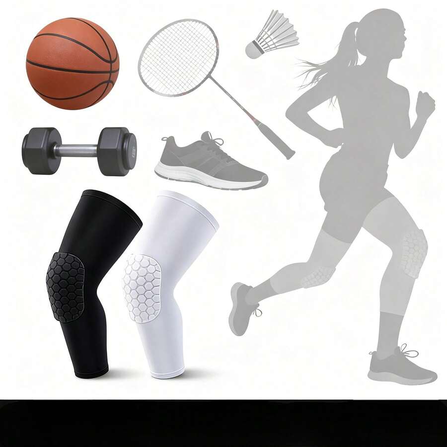 1 Pair Basketball Sports Accessories, High Elasticity Breathable Fabric, Lightweight And Snug Fit To Legs, Stretchable Without Tightness; Breathable And Moisture-Wicking Structure, Quick Moisture Absorption And Heat Dissipation During Sports, Suitable For All Seasons - Multicolor - View 1