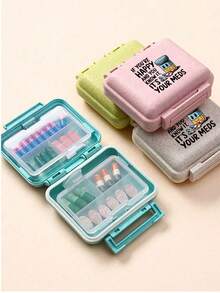8-Compartment Portable Multi-Layer Pill Box, Compact Moisture-Proof Medicine Storage Box With Funny Quote Print, Suitable For Vitamins, Supplements And Pills, Reusable Pill Box For Men And Women Travelers And Daily Medication Users, Lightweight And Durable Pill Organizer For Daily Pocket Use - Multicolor - View 10