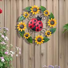 Vibrant Sunflower & Ladybug Decorative Hanging Plaque For Garden, Patio, Yard, Fence, Party, Wall And Holiday Outdoor Wall Decor - A - View 5