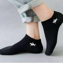1/3/5 Pairs Men's Pony Rider Invisible Short Socks, Soft Solid Color Versatile Business Commute Low-Cut Medium Thick Socks, Thick Student Socks (10/15) - Multicolor - View 3
