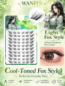WANPIN WAN PIN Chinese Style Lucky Fox False Eyelashes, 9-14mm Mixed Length Segmented Cluster, Soft Lightweight Natural Cool Atmosphere Eyelashes, All-Day Long-Lasting Without Burden - View 3