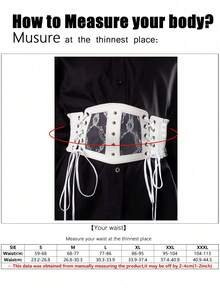 1pc Women's White Wide Elastic Waistband Corset Belt Lace Mesh Sexy Waist Cincher Accessory Suitable For Halloween Party Or Daily Wear - White - View 10