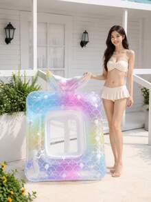 Inflatable Butterfly Sequin Lounge Chair Pool Float Water Hammock Raft Summer Swimming Pool Bed Float Lounger - A - View 2
