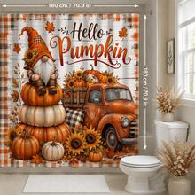 1/4pcs Vintage Pumpkin Truck Fall Harvest Heat-Insulating Home Decor Bathroom Shower Curtain With 12 Hooks For All Scenarios, Rustic Country Farmhouse Decoration, 4pcs Include: 1pc Shower Curtain 150*180cm+180*180cm+180*200cm - Pumpkin Farm - View 13