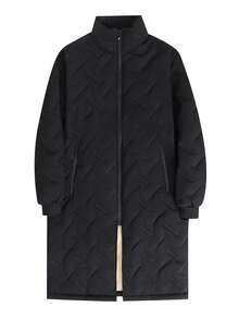 Men's Long Warm Coat, Graphene Heating, Thick Wool Lining, Zipper Side ...