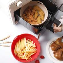 1pcHeat Resistant Foldable Silicone Bakeware, Multipurpose Air Fryer Bakeware For Oven Microwave Air Fryer, Non-Stick Foldable Cooking Basket For Baking Cakes Vegetables Fried Chicken Fries - View 2