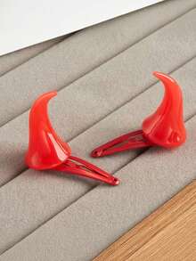 2pcs Halloween Women's Fashion Black Red White Gothic Devil Horn Hair Clips, Exquisite Halloween Gift And Cosplay Hair Accessory - Multicolor - View 6