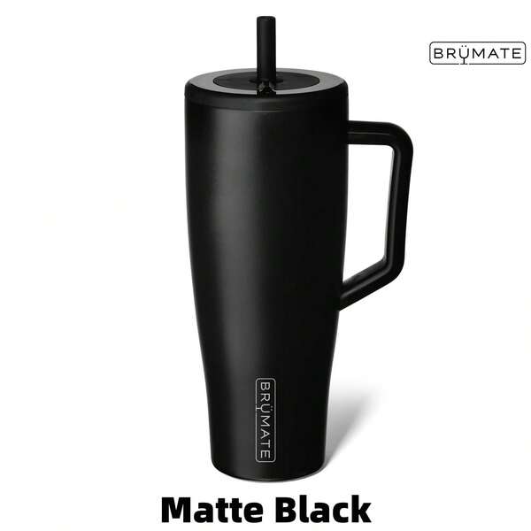 Brumate Era 40 Oz Tumbler With Handle And Straw | 100% Leakproof Insulated Water Bottle Tumbler With Lid And Flexible SoftSip Straw | Made Of Stainless Steel | Cup Holder Friendly | 40oz (Matte Black)